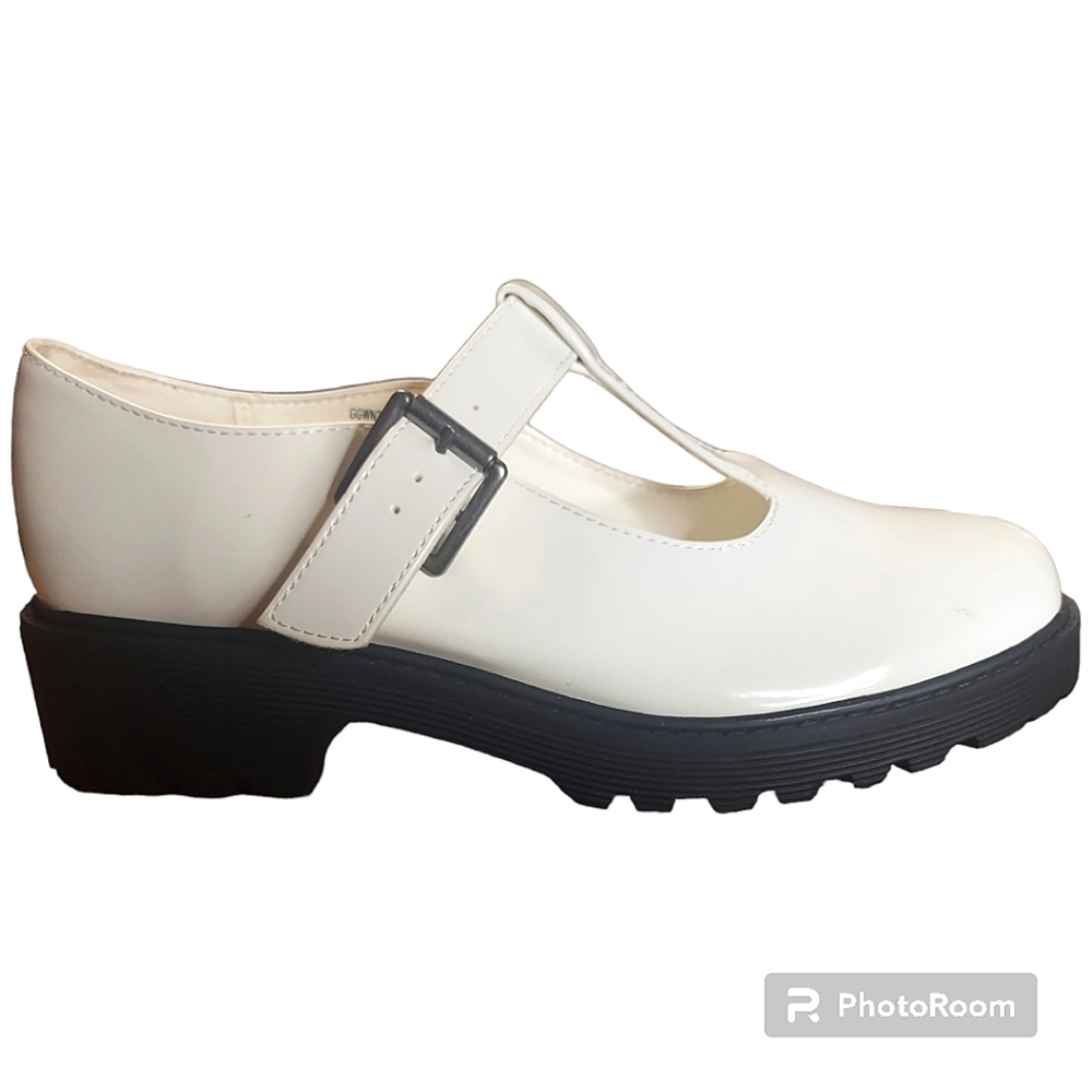 Mary Jane Style Preppy White Lug chunky platform Loafers  by Wonder Nation - Picture 10 of 14